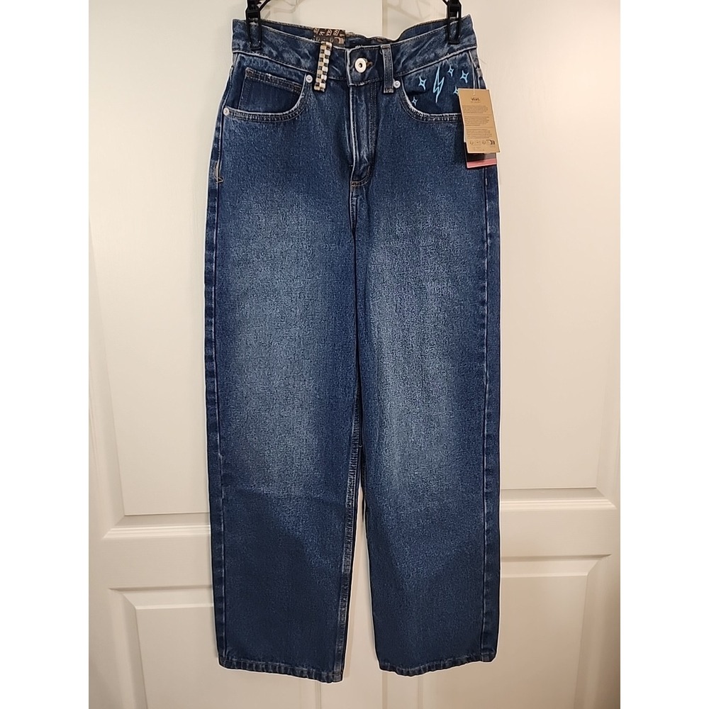 Vans‎ Sirelle Baggy Jeans Women's Size 24 Blue Embroidered Skate Wide Leg NWT